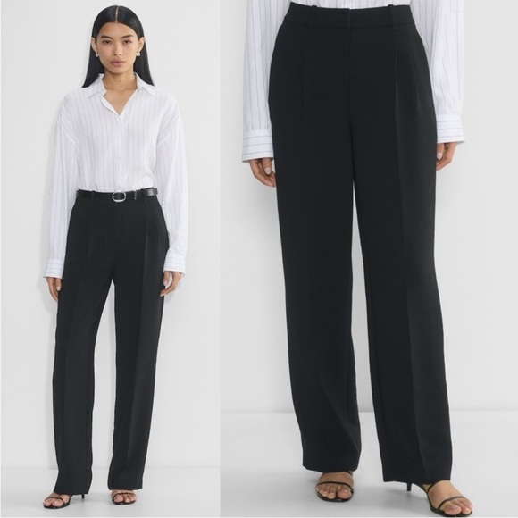 Aritzia- The Effortless Pants High Waisted Wide Leg Trousers Black Size 0 Work - Picture 1 of 10